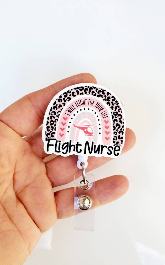 Flight Nurse Badge Reel | Rainbow Flight Nurse Gift | Flight Rn