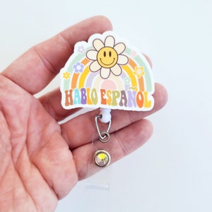 Hablo Espanol Badge Reel | I Speak Spanish Badge Reel | Badge Reel For Nurses | Nurse Accessories | Spanish Rainbow Badge Reel |