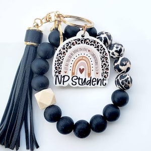 NP Student Wristlet | Nurse Practitioner Student Bangle Keychain | Silicone Bead Wristlet |  NP Student Gift | Future NP Gift