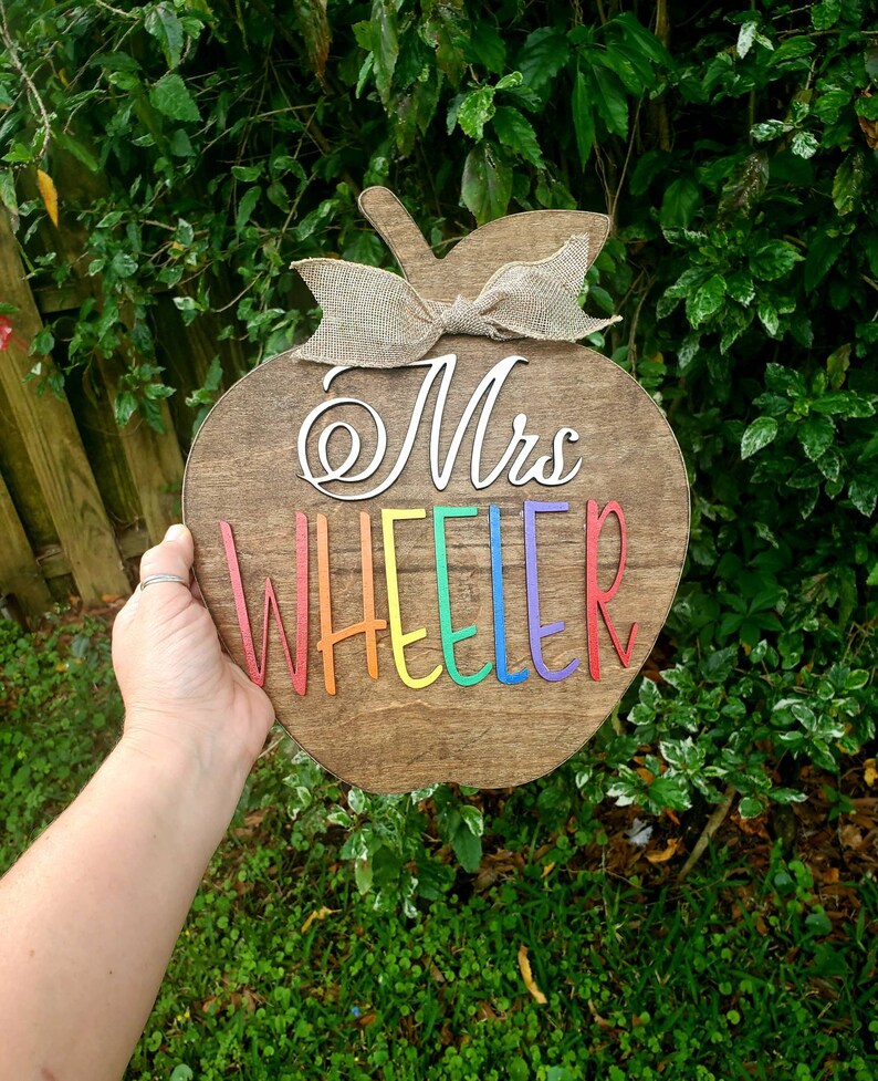 Teacher GiftTeacher apple signTeacher appreciationApple Teacher signTeacher desk signTeacher GiftTeacher Name SignTeacher best seller