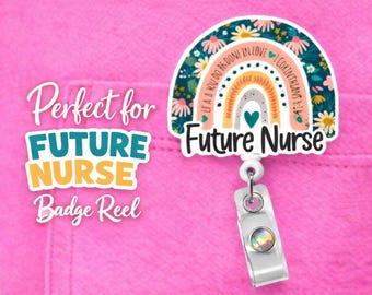 Future Nurse Badge Reel | Future Nurse Rainbow Badge | Boho Rainbow Badge | Future Nurse Gift | Nursing School Gift