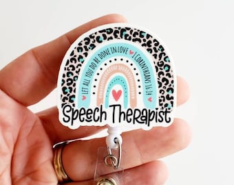 Speech Therapist - Speech Therapist Badge Reel - SLP - Speech Reel - Speech Therapist Badge - Speech badge reel - Speech Therapist rainbow -