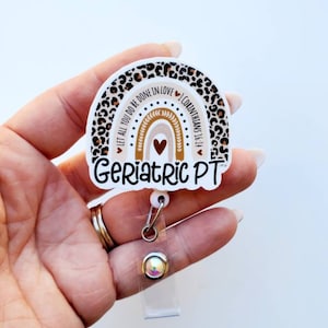 Geriatric PT Badge Reel | Geriagric PT Rainbow Badge | Cute Geriatric Nurse Gift | Boho Rainbow Badge Reel | Badge ID Holder