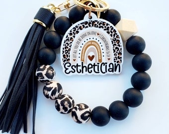 Esthetician Wristlet | Esthetician Bangel Keychain | Esthetician Key Ring