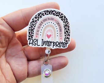 ASL Interpreter  Badge Reel | Asl Badge Reel | Asl Interpreter Gift | Asl | Asl Rainbow Badge | Asl Interpreter Gift | Asl Interpreter
