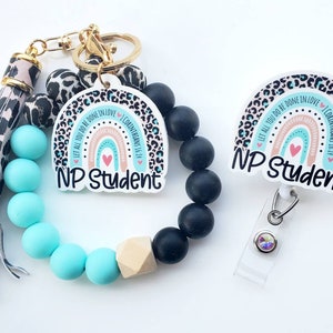 NP Student Wristlet | Nurse Practitioner Student Badge Reel | Silicone Wristlet | Nurse Practitioner Student Gift Set |  NP In Progress