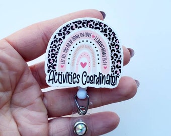 Activities Coordinator Badge Reel | Activities Coordinator Retractable Rainbow Badge Reel