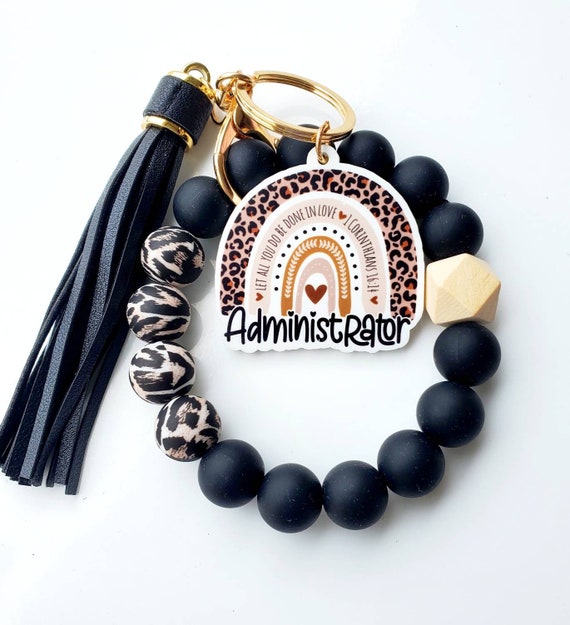 Wristlet Keychain Key Ring Bracelet: Silicone Chain Beaded Bangle Card  Holder, Black, Free Size : Amazon.in: Bags, Wallets and Luggage