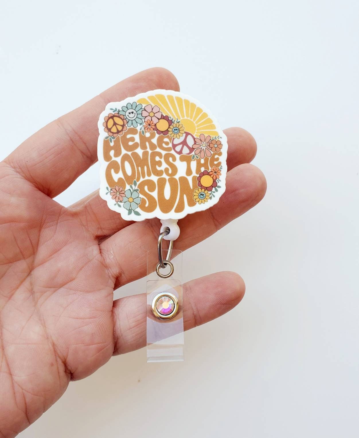Here Comes the Sun Badge Cute Peace Badge Here Comes the Sun