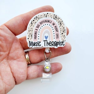 Music Therapist Badge Reel | Music Therapist Carabiner | Music Therapist Lanyard | Retractable Rainbow Badge Reel