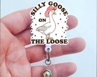 Silly Goose on The Loose Badge Reel | Funny Badge Reel | Badge ID Holder | Registered Nurse Badge Reel | Counselor Badge | Badge Pull