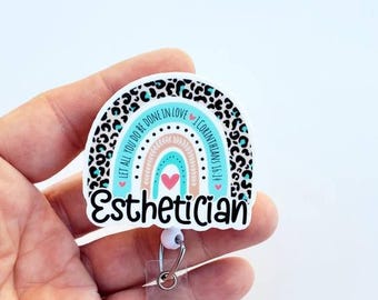 Esthetician Badge Reel | Skin Care Badge | Rainbow Esthetician Badge