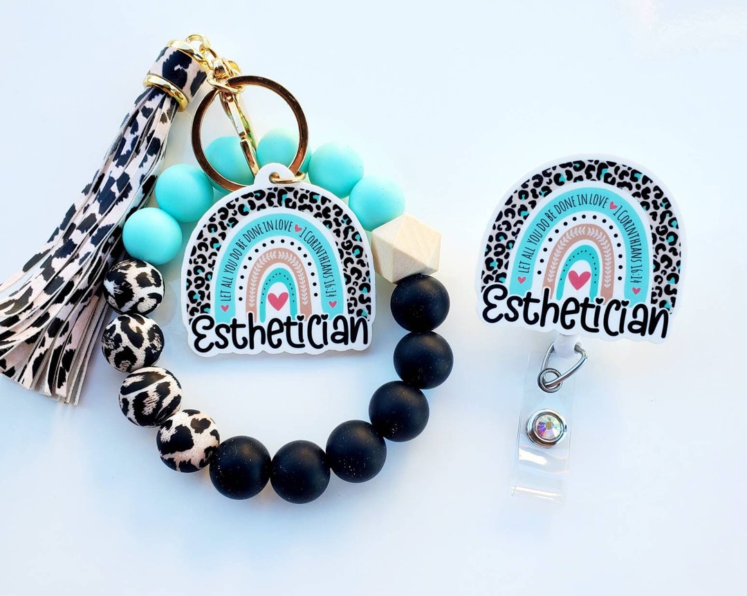 Esthetician Gift Set Esthetician Badge Reel and Wristlet Esthetician