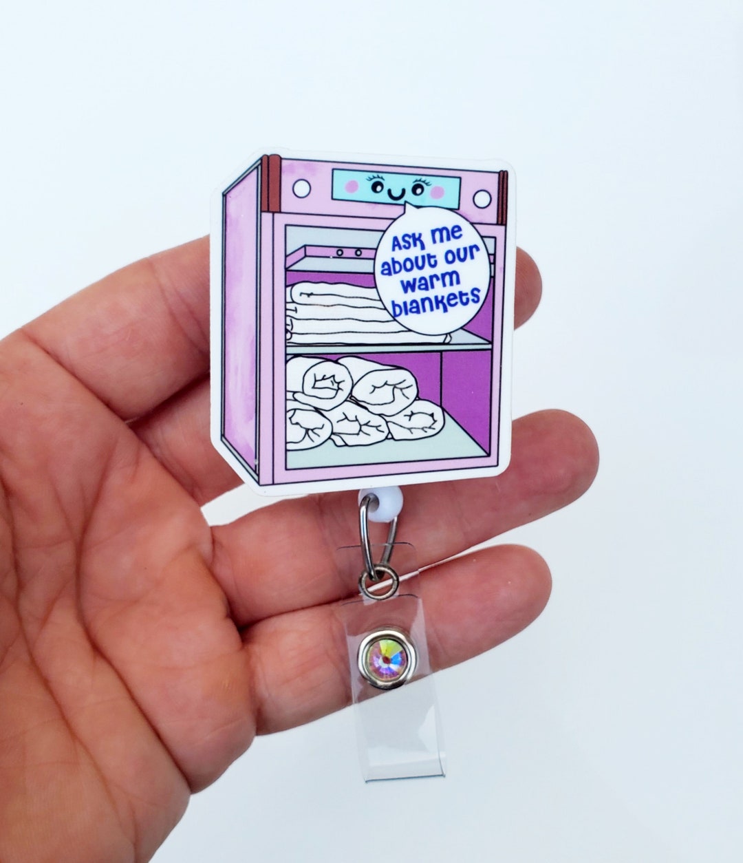 Ask Me About Our Warm Blankets Badge Reel Funny Badge ID Holder Heavy