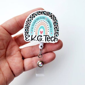 Ekg Tech  Badge Reel Ekg   Tech  Badge | Ekg Tech  | Ekg Grad Gift | EKg Rainbow Badge