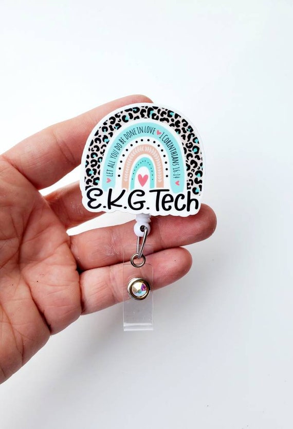 Ekg Tech Badge Reel Ekg Tech Badge Ekg Tech Ekg Grad Gift Ekg Rainbow Badge  