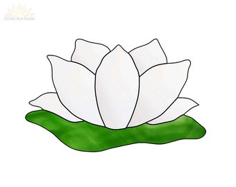 Stained Glass Pattern - Lotus Flower - Lotus Suncatcher - Easy Stained Glass Pattern - Flower Pattern - Easy Suncatcher - Beginner Pattern