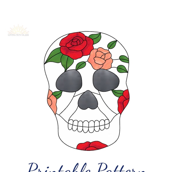 Sugar Skull Stained Glass Pattern - Printable Download