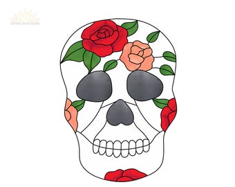 Sugar Skull Stained Glass Pattern - Printable Download