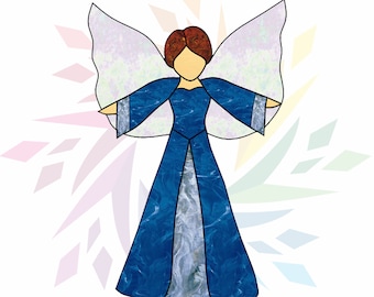 Stained Glass Angel Pattern - Easy Stained Glass Angel Design - Angel Template - Christmas Gift - Guardian Angel Pattern - DIY Stained Glass