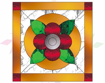 Stained Glass Flower Pattern - Beginner Pattern For Stained Glass - Easy Stained Glass Pattern