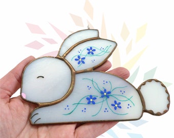 Bunny Stained Glass Pattern Rabbit Suncatcher Digital Pattern Printable Download Easy Stained Glass Pattern for Beginners Easter Suncatcher