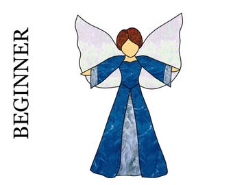 Stained Glass Angel Pattern - Easy Stained Glass Angel Design - Angel Template - Christmas Gift - Guardian Angel Pattern - DIY Stained Glass