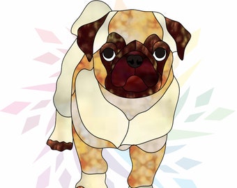Stained Glass Pug Pattern - Dog Pattern Template
