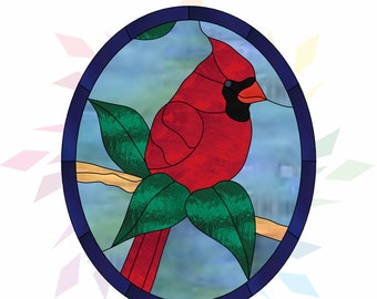Stained Glass Cardinal Pattern - Bird Panel Template