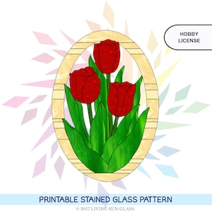 Stained Glass Tulips Pattern - Pattern For Stained Glass - Stained Glass Flower Pattern - Stained Glass Window