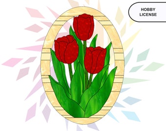 Stained Glass Tulips Pattern - Pattern For Stained Glass - Stained Glass Flower Pattern - Stained Glass Window