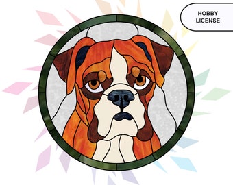 Boxer Stained Glass Pattern - Digital Pattern Download -
