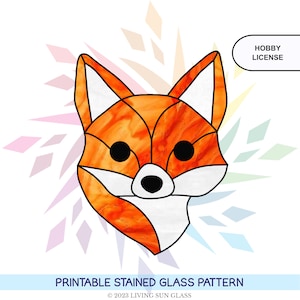 Cute Fox Head Stained Glass Pattern Digital Pattern Download image 1