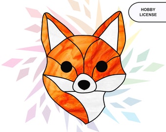 Cute Fox Head Stained Glass Pattern - Digital Pattern Download