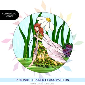 Stained Glass Fairy Digital Download Printable Pattern Stained Glass Panel Fairy Garden