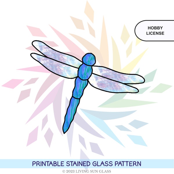 Beginner Stained Glass Pattern - Dragonfly Suncatcher Pattern