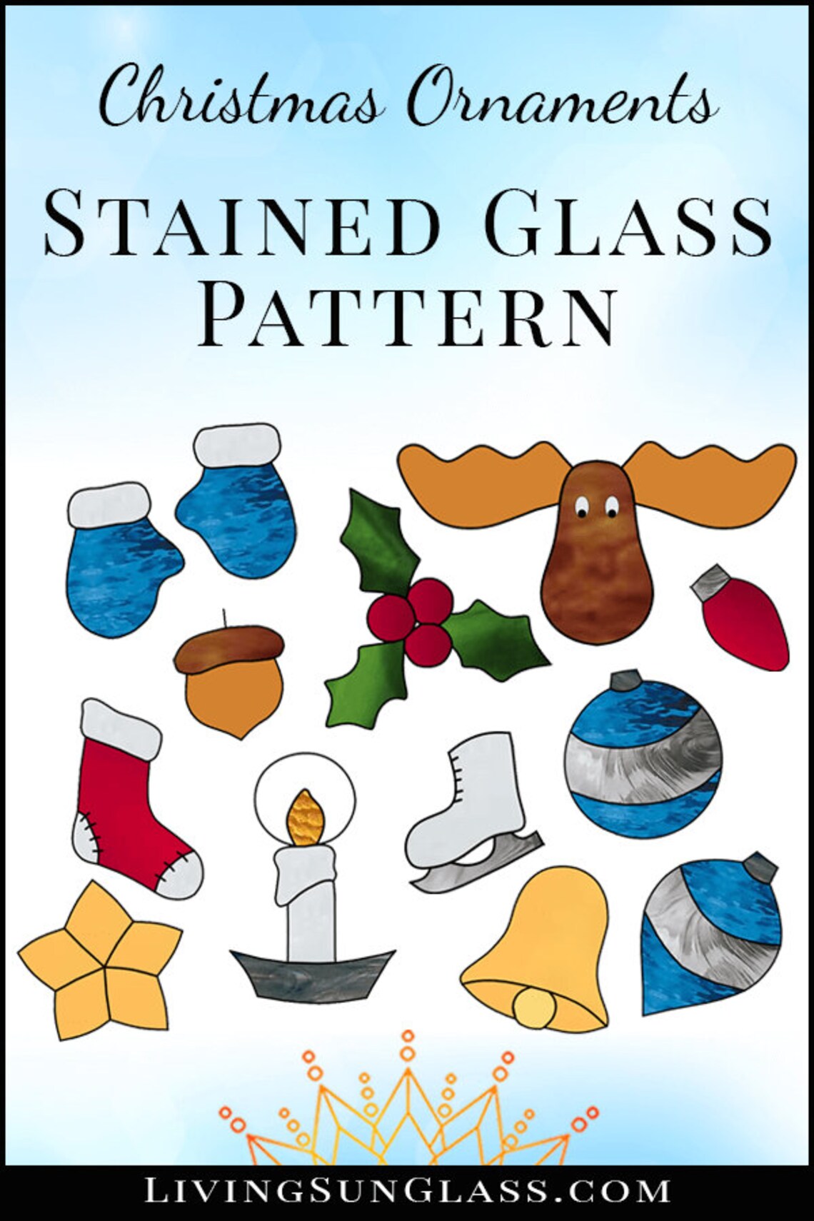 Stained Glass Patterns Christmas Ornament Design Printable Digital