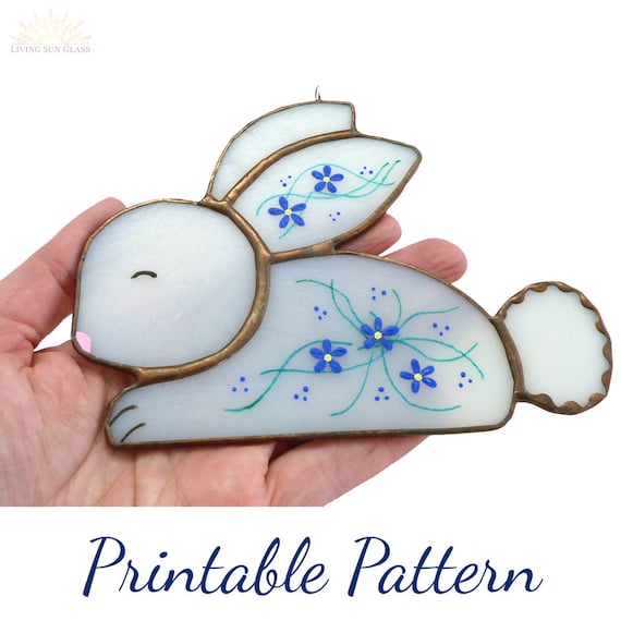 pics Beginner Stained Glass Patterns Printable bunny stained glass pattern rabbit suncatcher digital pattern printable download easy stained glass pattern for beginners easter suncatcher