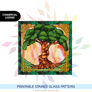 Tree of Life Stained Glass Pattern - Digital Pattern Download - Commercial License
