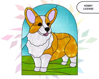 Corgi Stained Glass Pattern - Digital Pattern Download -