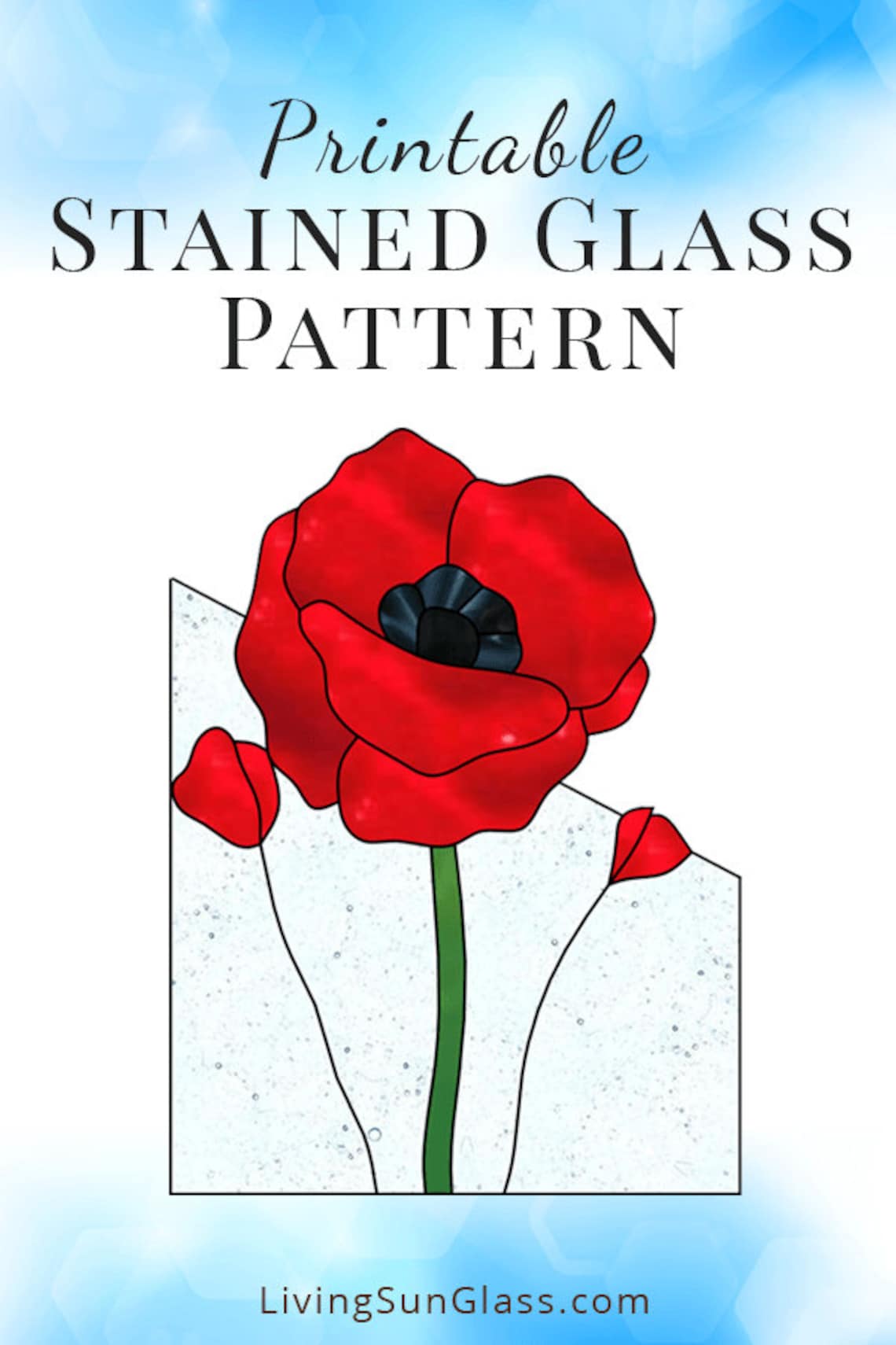 Stained Glass Poppy Pattern Digital Download PDF Stained Etsy