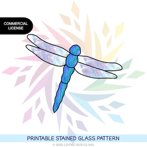 Dragonfly Stained Glass Pattern - Digital Pattern Download - Commercial License