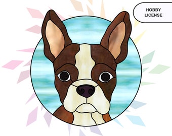 Boston Terrier Stained Glass Pattern - Digital Pattern Download -