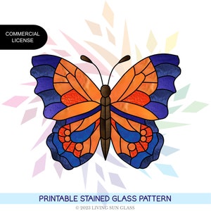 Butterfly Suncatcher Stained Glass Pattern - Digital Pattern Download - Commercial License