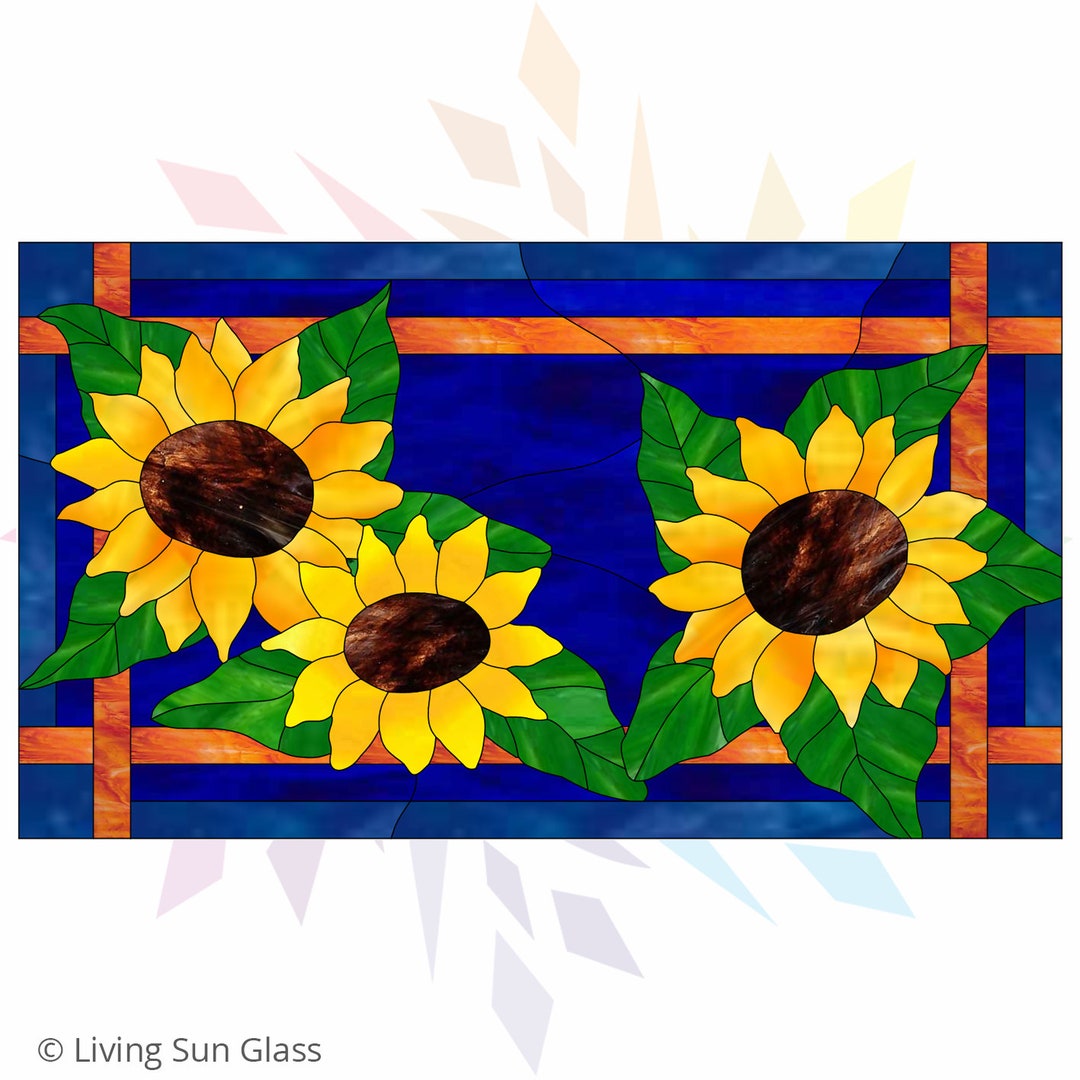 Stained Glass Sunflower Pattern Digital Download PDF Flower Pattern