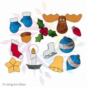 Patrones de vidrieras - Diseño de adornos navideños - Descarga digital imprimible PDF