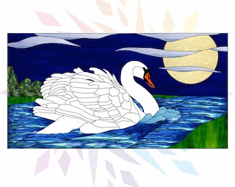 Stained Glass Swan Pattern -  Digital Download PDF - Swan Pattern Template