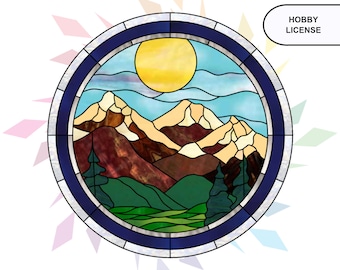 Mountain Range Suncatcher Stained Glass Pattern - Digital Pattern Download - Hobby License