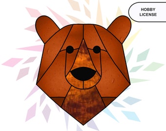 Bear Head Stained Glass Pattern - Digital Pattern Download