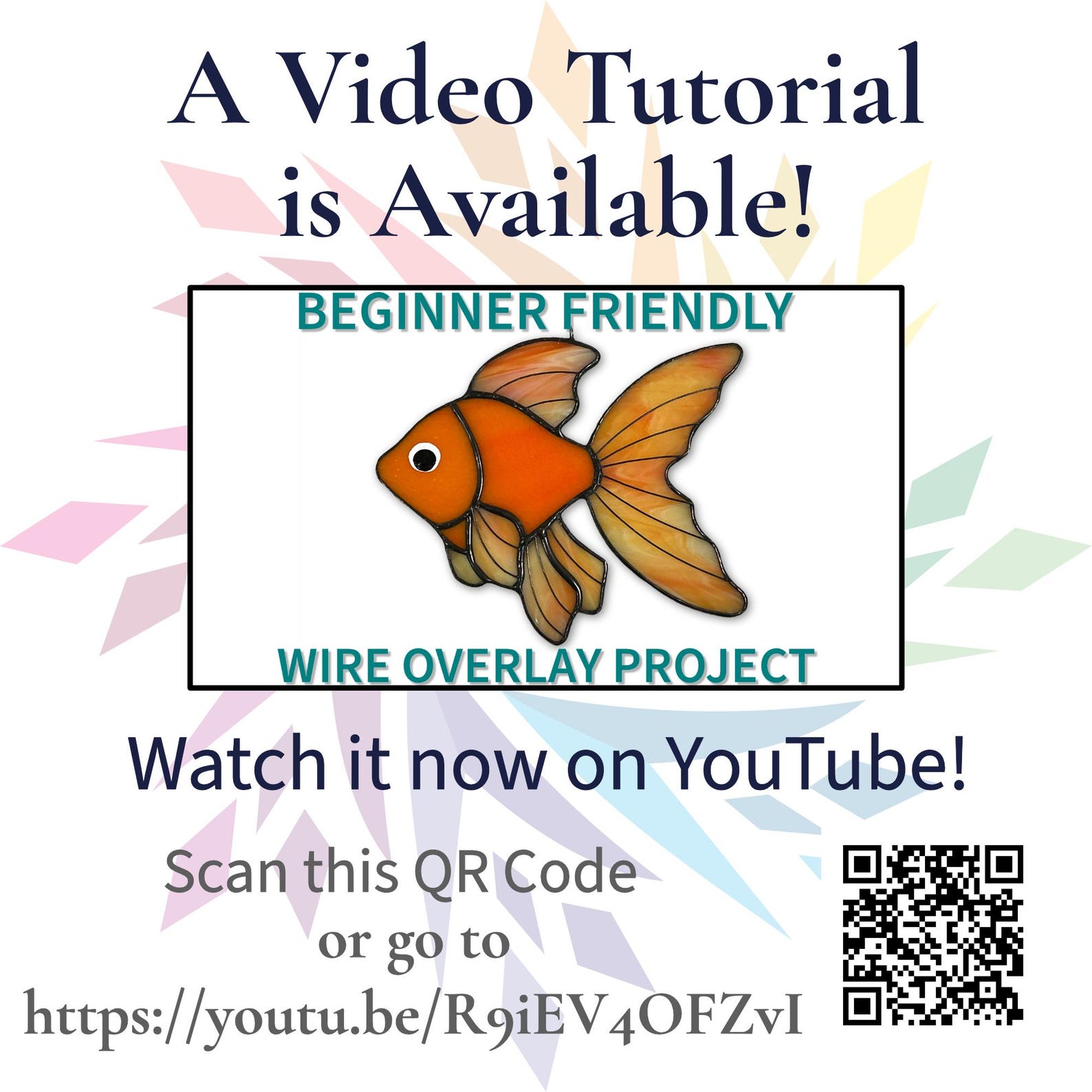 Curated visual reference: Goldfish Office Supplies For Beginners Reference: Stained Glass Goldfish Pattern Beginner Suncatcher With Wire Overlay